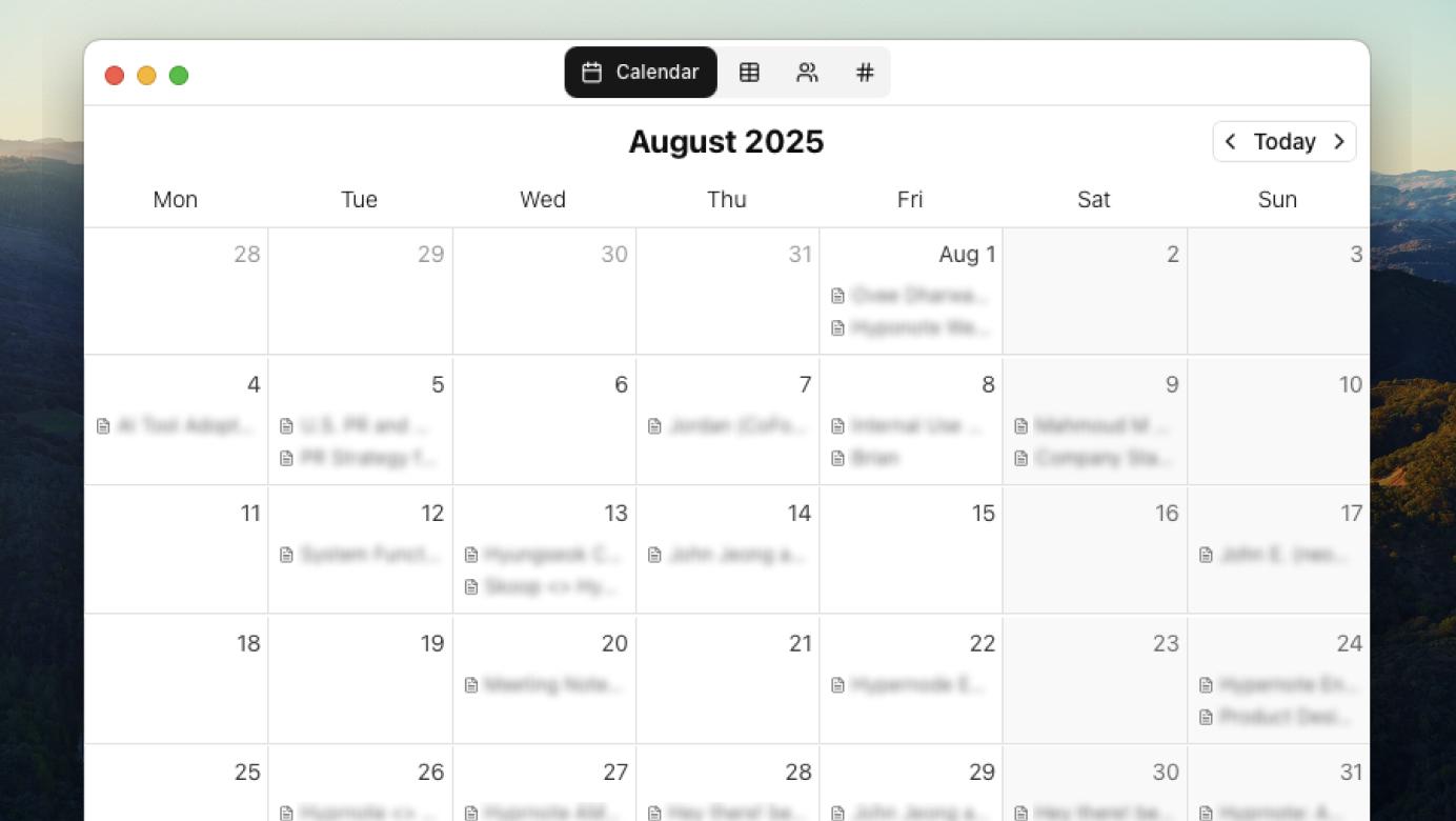 Calendar feature